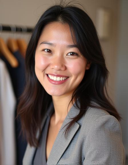 Lead stylist Yuki Tanaka smiling warmly in the Rito Threads studio.